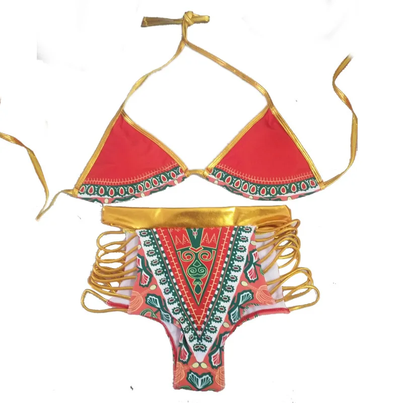 

Bikini For Women 2019 Sexy Swimsuit Push Up High Cut Women's Separate Bronzing Waist Character Print Quality Polyester Bikini