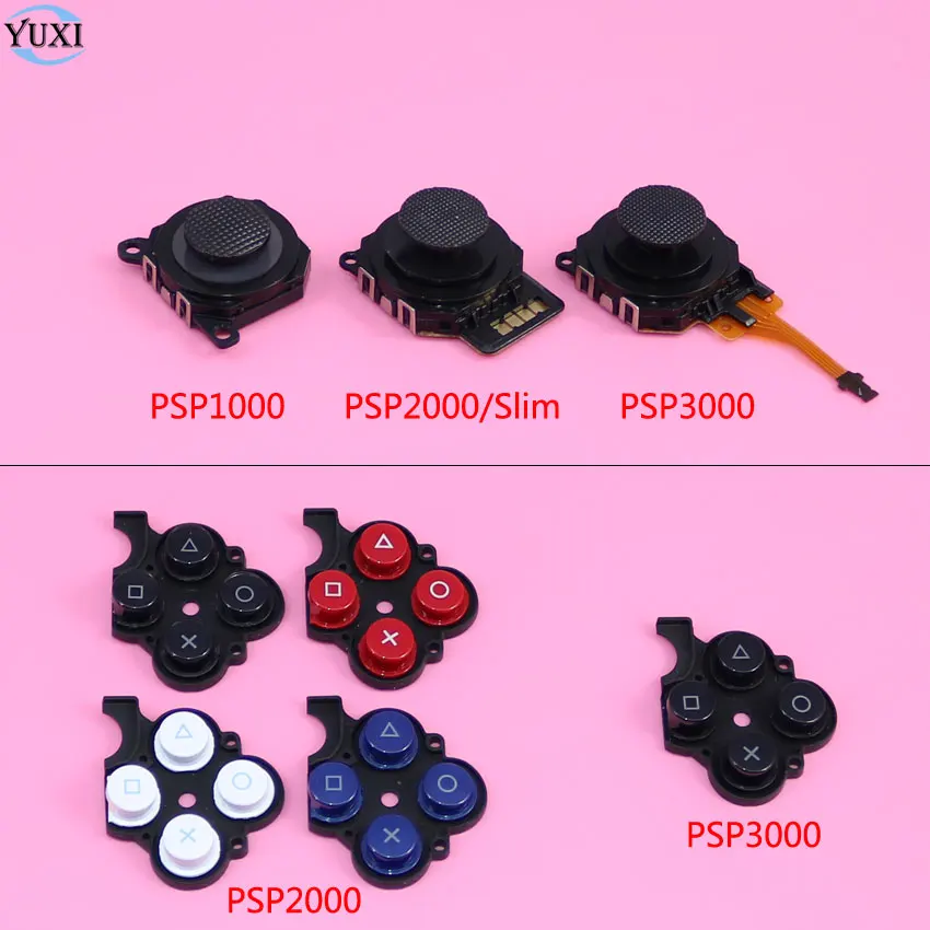 

YuXi 3D Analog Joystick Stick Button Sensor Module & Conductive Right Button Key Pad for Sony PSP1000 PSP 2000 slim 3000