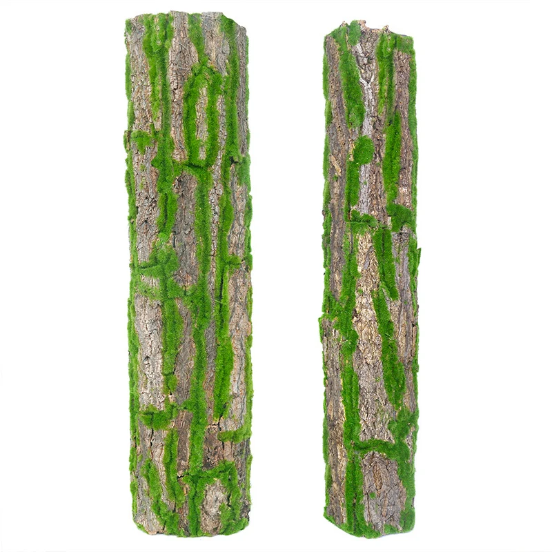 

1pcs Dried Pine Tree Bark with Artificial Moss for Water Pipe Pillar Wrap Tree Skin Fake Flower DIY Home Decoration 30/100x50cm