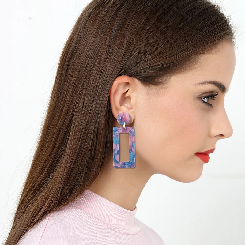 

2018 New Fashion Acid Acrylic Resin Earrings Geometry Earrings for Women Long Pendant Earrings Fashion Jewelry pendientes B0229