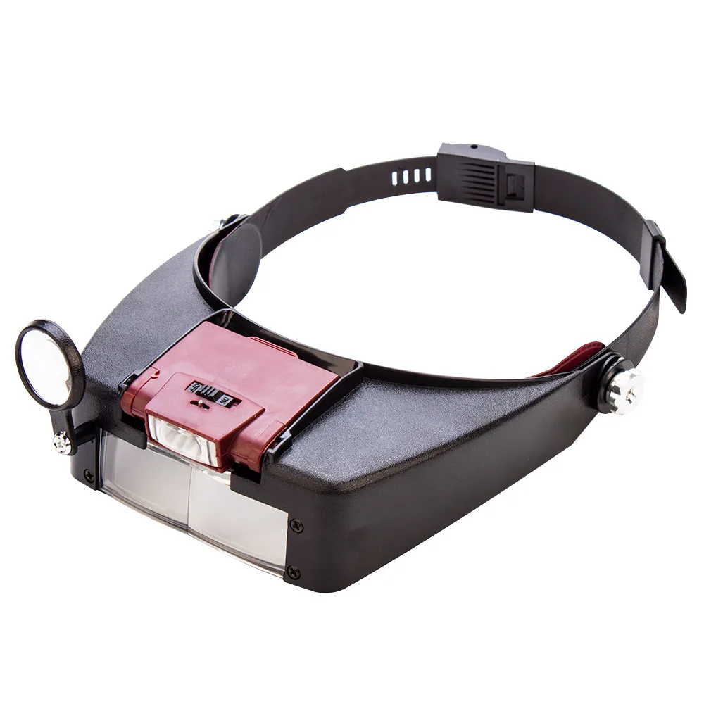 

Magnifier Glasses Headband Loupe Helmet Style Loupe Lens LED Lights for Repairing Watch Jewelry Reading Magnifying Glass