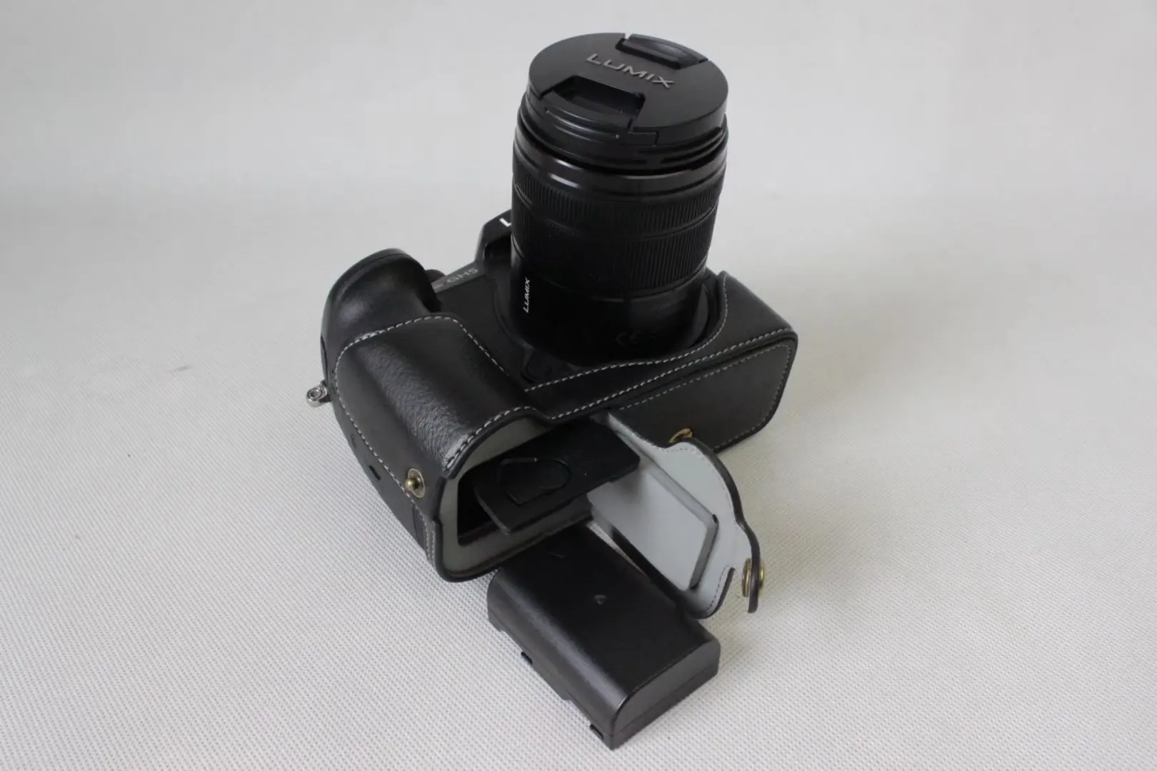 Genuine Real Leather Camera Bottom Case Cover Half Body Set Bag For