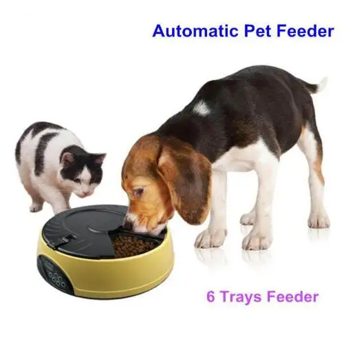 

Ortilerri 6 Meal Smart Automatic Pet Feeder LCD display dog cat food dispenser timed recorder bowl food reminder cat feeder