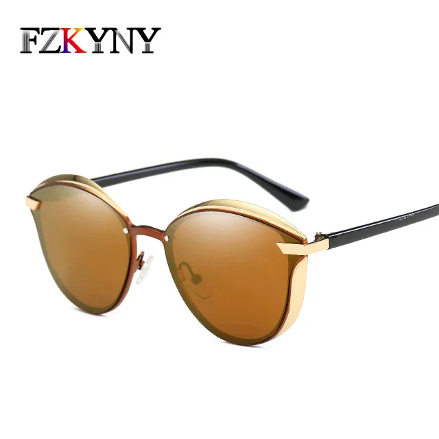 FZKYNY роскошные женские поляризованные солнцезащитные очки Женские Классические Винтажные Солнцезащитные очки авиаторы Ретро брендовые дизайнерские женские круглые очки - Цвет линз: C6