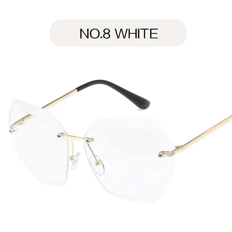 YOOSKE, негабаритные солнцезащитные очки для женщин, Ретро стиль, алмазная резка, линзы, солнцезащитные очки для девушек, морская пленка, очки, бескаркасные металлические очки - Цвет линз: NO 8