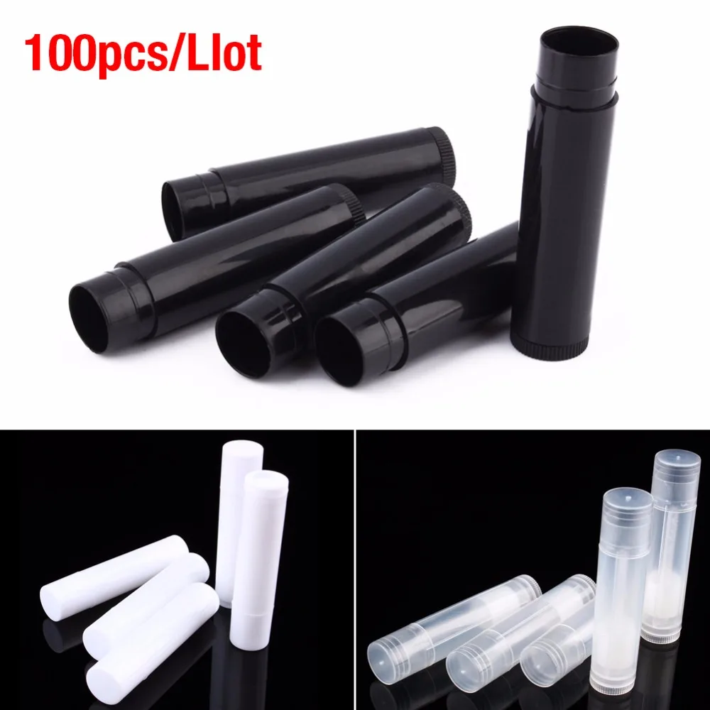 DIY Empty Lipstick Bottle Lip Gloss Tube Lip Balm Tube Container Jars Balm Gloss with Cap Travel Makeup Tool 100Pcs lipstick container