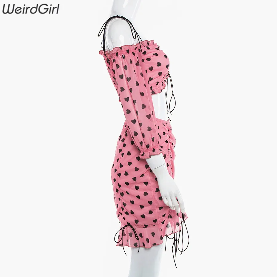 Weirdgirl/женские комплекты из 2 предметов, топы без бретелек с принтом в виде звезд, облегающие Женские мини-юбки, новая летняя уличная одежда