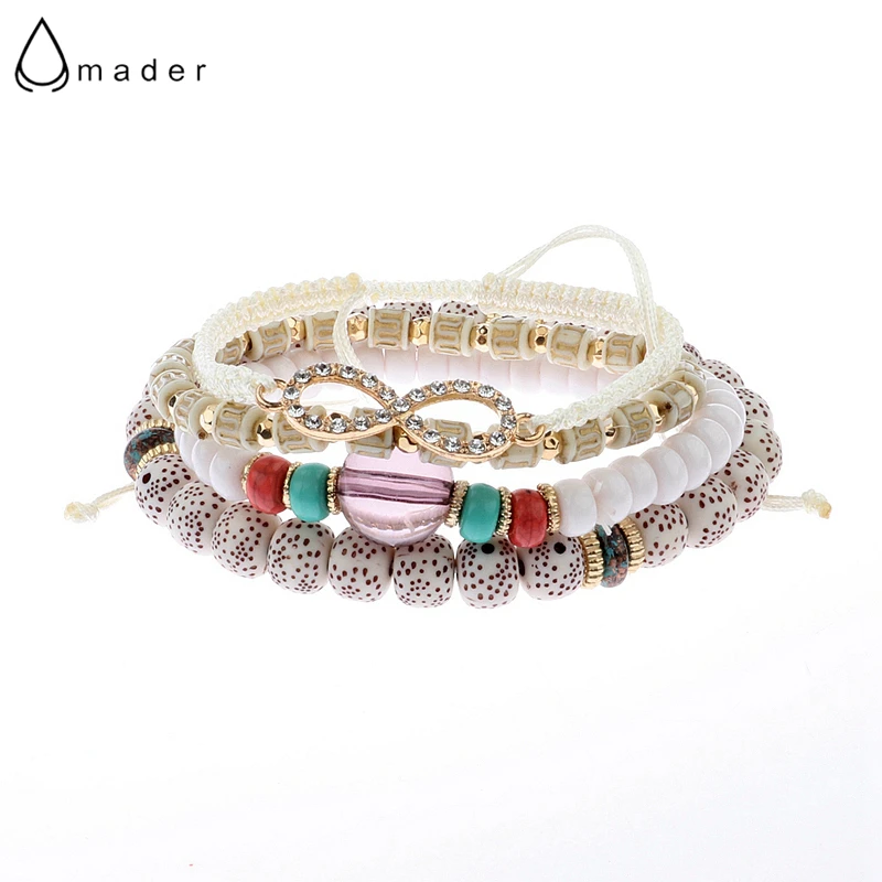 

Amader Fashion Ethnic 4Pcs/Set Beads Charms Bracelets For Women Beach Bohemia Woven Bracelets&Bangles Pulseras Summer HXB043