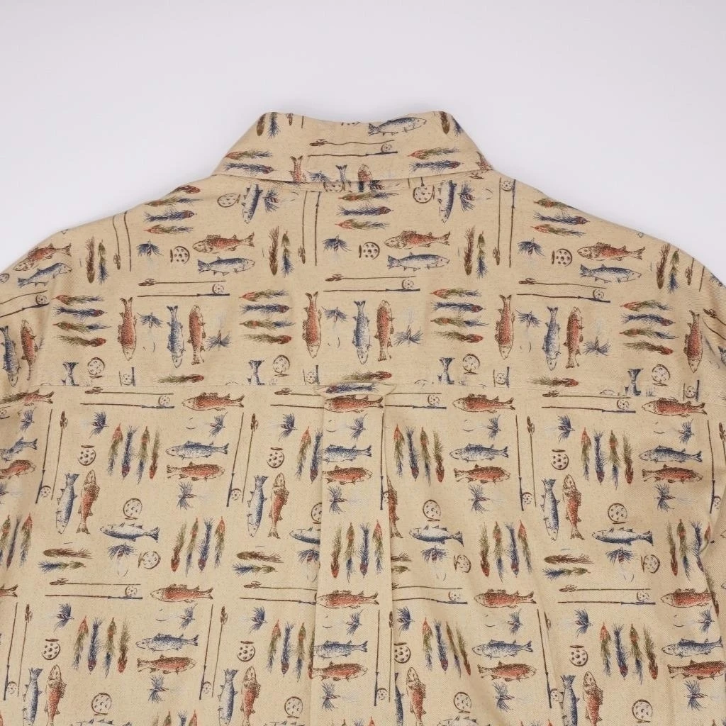 WOOLRICH VINTAGE Fishing Button Front Sports Casual Shirt Brown Mens L (3)