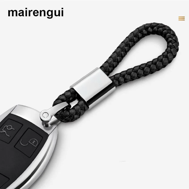 

Trend braided rope key ring men women auto lanyard pendant leather car keychain for volkswagen citroen mercedes benz accessories