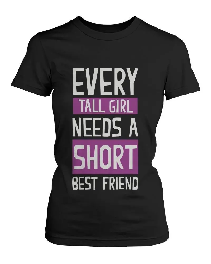 Cute Best Friend Shirts Short and Tall Matching Black Cotton BFF T