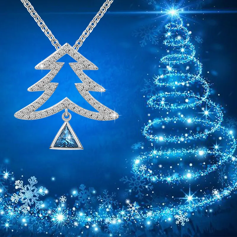 

New arrival 925 sterling silver lovely Christmas tree chain pendant necklace European diy fashion jewelry making for women gifts