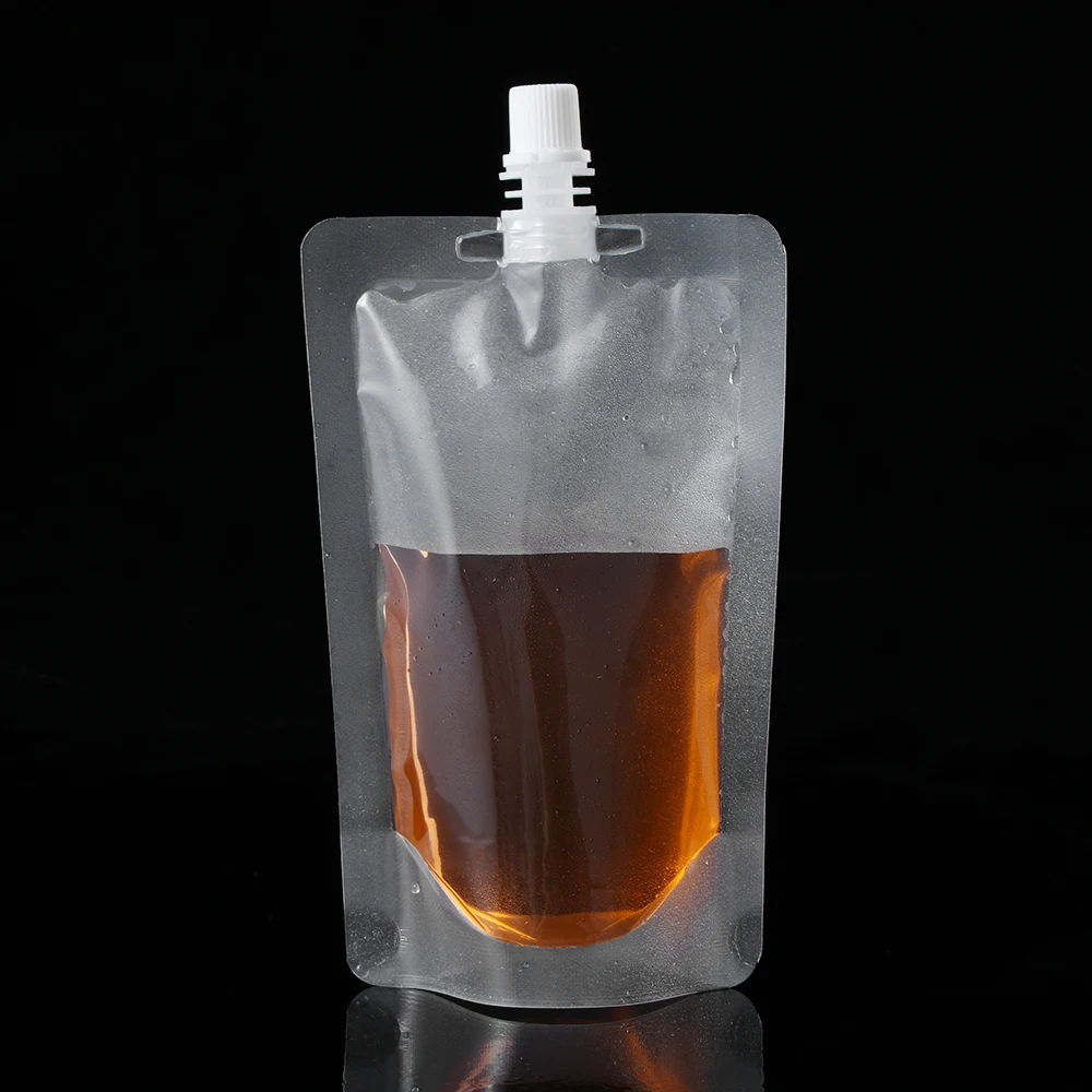 

10PCS 250ml Clear Stand Liquid Bag Leak Proof Drink Packaging Bag Spout Pouch for Beverage Juice Milk Coffee Sauce Food Storage