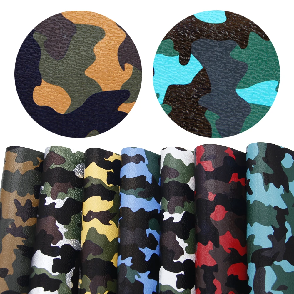 

New 20*34cm 7Pieces/set Camo Bump Printed Synthetic Leather Patchwork Bag Shoes Handmade Phone Case DIY,1Yc7306