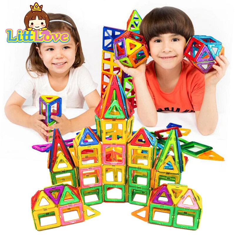 

LittLove Big Size Children Toys 165pcs Castle Magnetic Building Blocks Toy 3D DIY Education Designer Bricks Toys For Children