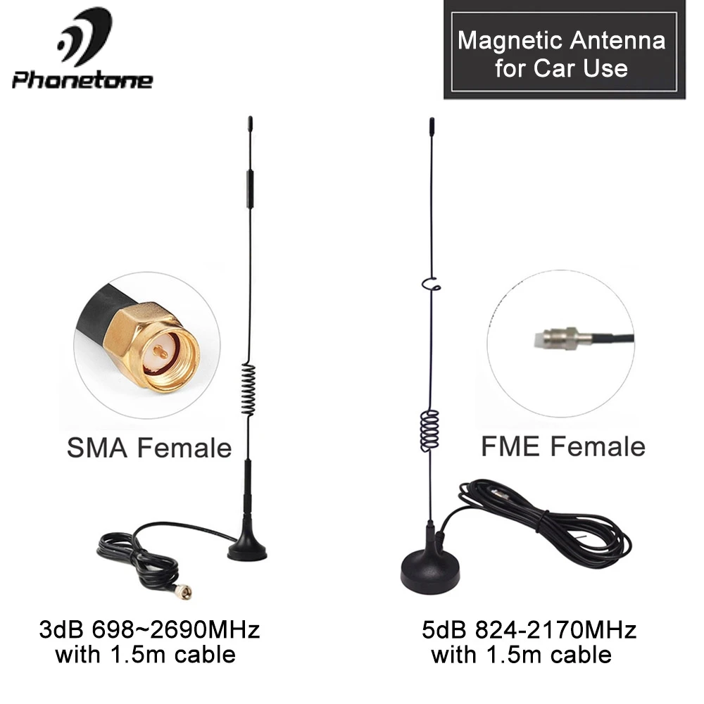 

Magnetic Antenna Car Use 4G Lte Antenna for Signal Booster 3dBi 3G Antenna GSM Outdoor Magnet Antenna & SMA Female 1.5/3M Cable