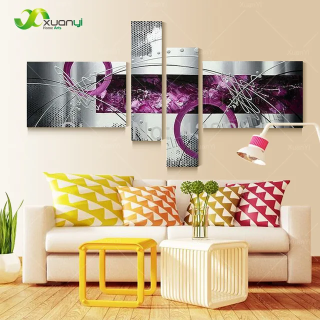 4 Panel Canvas Art Modern Pictures Abstract Oil Painting On Canvas Wall