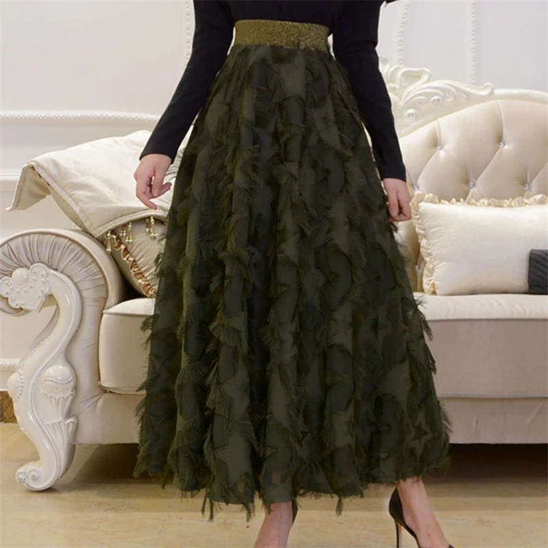 HIGH QUALITY New Fashion Runway 2017 Designer Skirt Women's Tassel Long