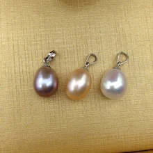 S925 Серебро внутри 9-10 мм натуральный КАПЛЕВИДНАЯ Подвеска из пресноводных жемчужин
