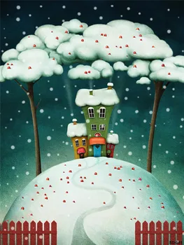 

Christmas Tree Photography Background Backdrop 5X7 Photo Backdrop Snow World for Family Xmas Photos Custom Made for Kids