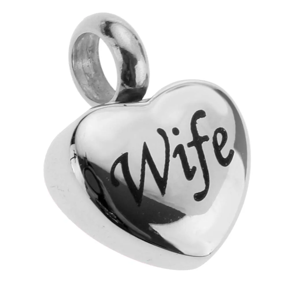 Stainless Steel Love Heart Urn Pendant Memorial Cremation Ash Holder Dad/Mom/Husband/Wife/Brother/Sister
