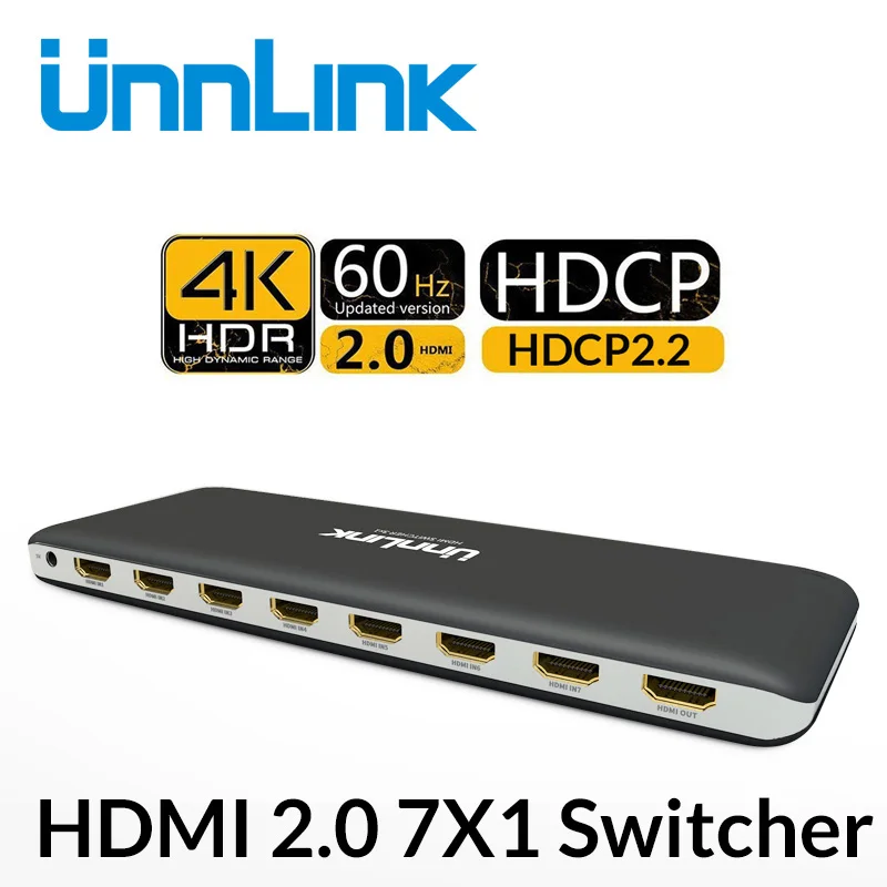 Unnlink HDMI переключатель 3x1 5x1 7x1 2 0 UHD 4K @ 60Hz 10 бит HDR HDCP2.2 с ИК пультом дистанционного