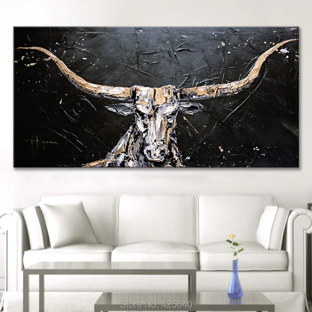 Buy Bull canvas abstract painting hand painted wall