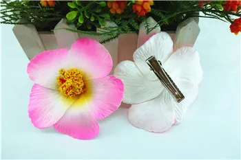 30 pcs pink Foam Hawaiian  flower  Hibiscus Flower bridal hair clip 9cm