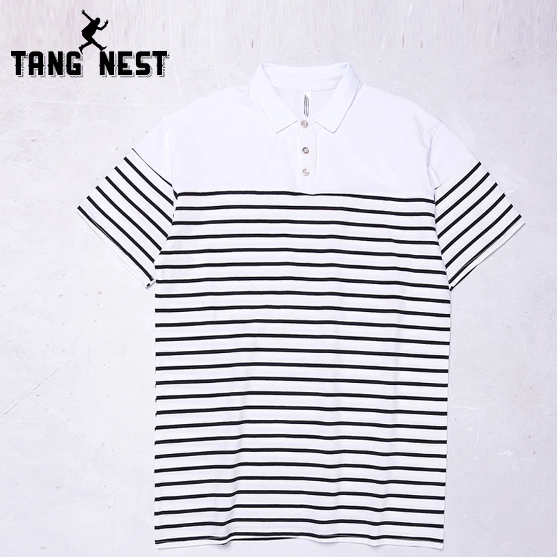 TANGNEST Slim Polo 2019 летняя полосатая дышащая мужская рубашка поло популярная