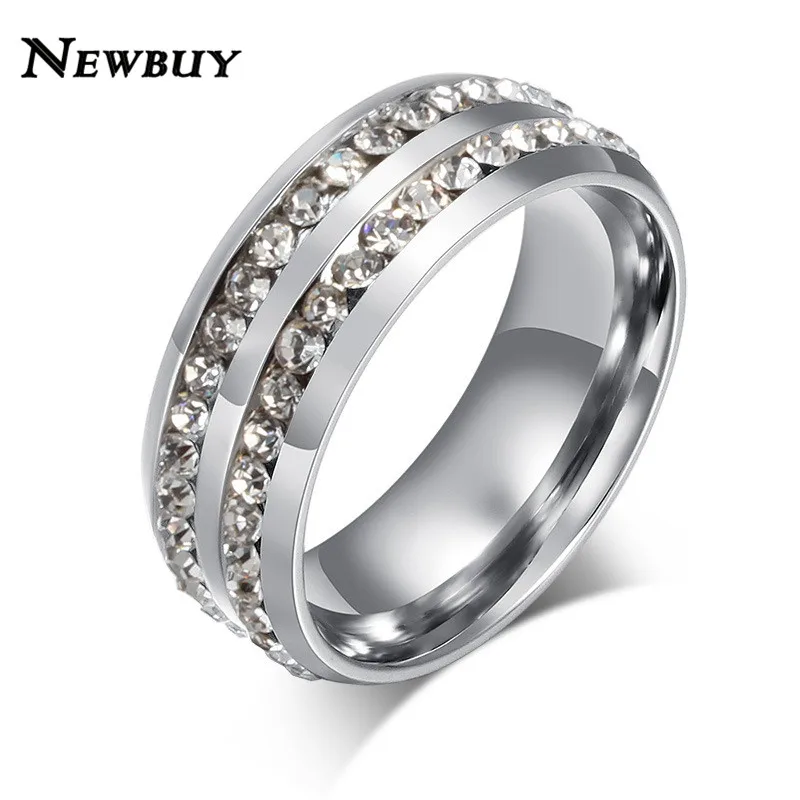 NEWBUY 2017 New Fashion Austrian Crystal Women Rings Stainless Steel Wedding Rings Silver Plated Engagement Jewelry