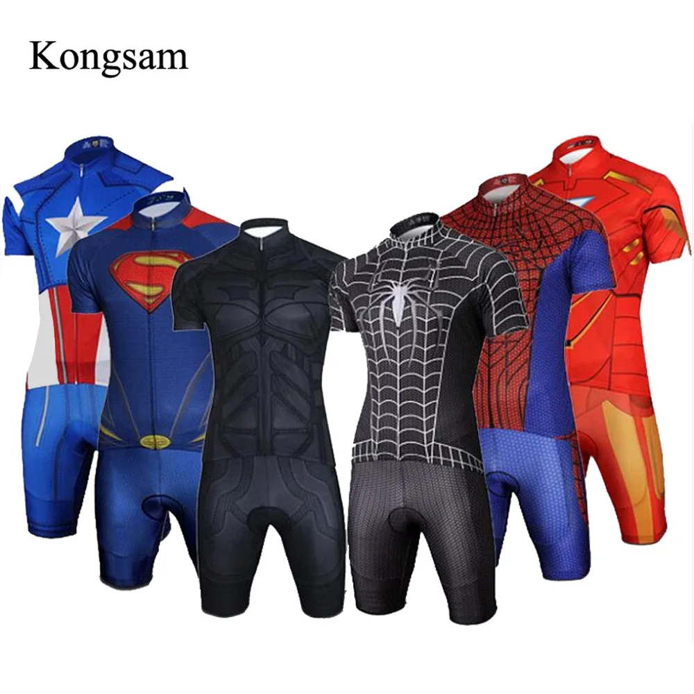 Camiseta de ciclismo corta para Hombre Ropa de ciclismo Superman Spiderman Super Hero ropa de bicicleta seca maillot ciclismo tour de Francia