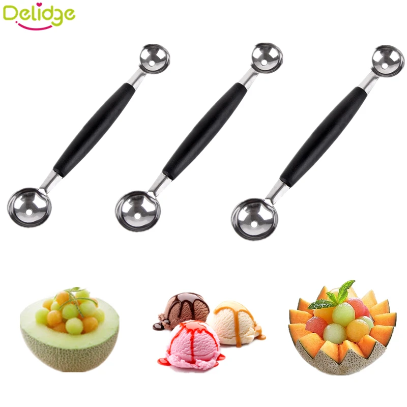 

Delidge 1 pcs Double-End Multi Function Fruit Spoon Stainless Steel Melon Baller Carving Knife Ice Cream Scoop Spoon