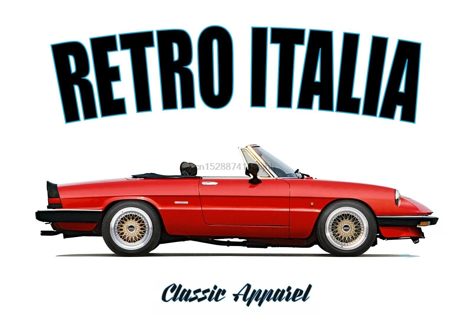 

ALFA ROMEO SPIDER KAMM TAIL t-shirt. RETRO ITALIA. CLASSIC CAR. PININFARINA
