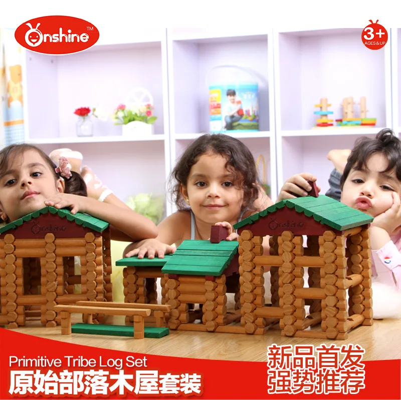 

Onshine Baby Toys 382pcs Wooden Building Blocks Primitive Tribe Log Set General Store Treehaus Lumber Birthday Gift