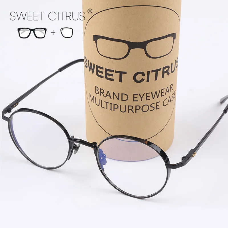 Сладкие цитрусовые оптические чистые B титановые очки, оправа для мужчин, Ретро стиль, брендовая дизайнерская оправа для очков, женские круглые металлические очки для близорукости