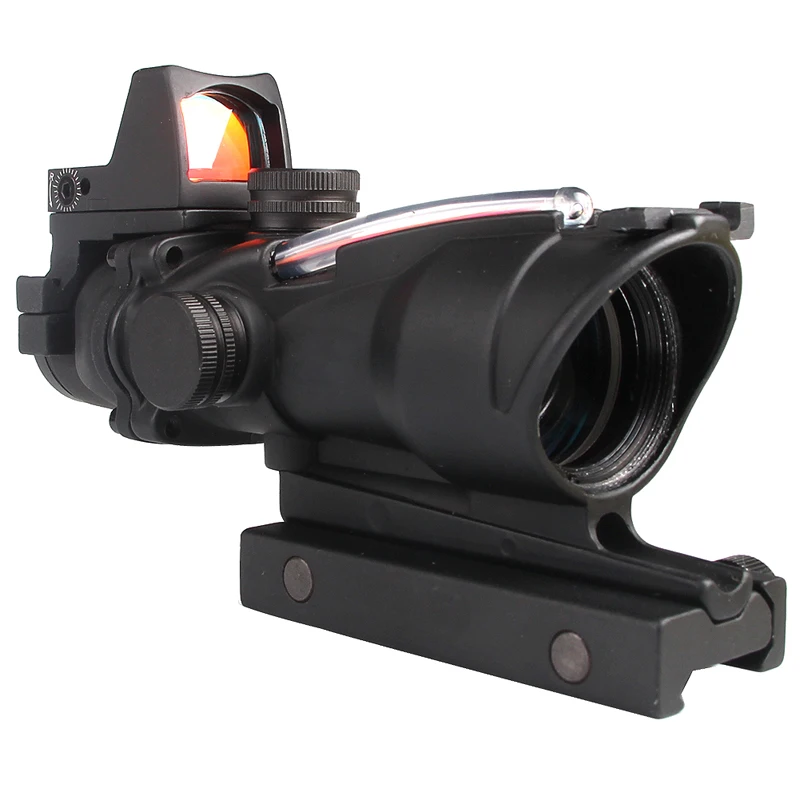 New Arrival Trijicon ACOG Style 4X32 Real Red Fiber Source Red Illuminated Rifle Scope w RMR Micro Red Dot HT6-0058-10