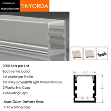 Tinyorda 1000 шт.(длина 1 м) светодиодный профиль Alu светодиодный профиль канала для 10 мм Светодиодные полосы света 1 м светодиодный профиль Alu профильный кабельный канал
