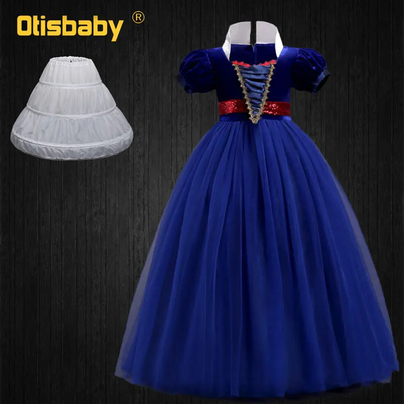 Платье Белоснежки для девочек; летний стильный костюм для детей; платья; Одежда для маленьких девочек; вечерние платья принцессы для малышей; подростковое платье с короткими рукавами - Цвет: Blue Set A