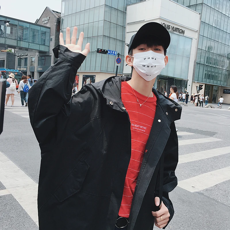 2018 Autumn New Arrival Men Jacket Fashion Original Solid Color Easy Hip-hop Hooded Loose Coat M-2XL | Мужская одежда