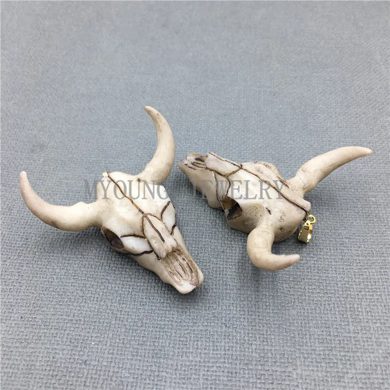 MY0125 Buffalo Cattle Skull Pendant , Longhorn Cattle Skull Charm Pendant In 4523 Inches (3)