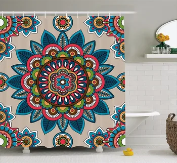 

High Quality Arts Shower Curtains Mandala Decor Retro Unique Leaf Flower Bathroom Decorative Modern Waterproof Shower Curtains