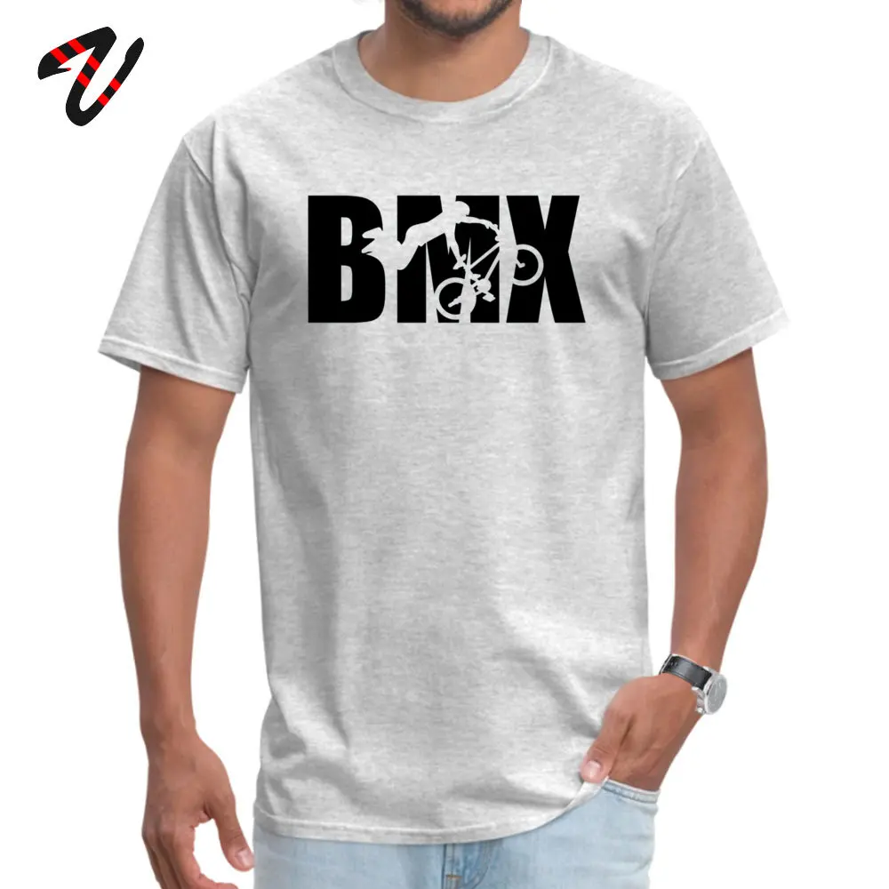 DesignGift Short Sleeve _white T Shirt Summer Fall Prevalent Round Neck All Cotton T Shirt Men Top T-shirts BMX  BMX 4697 grey