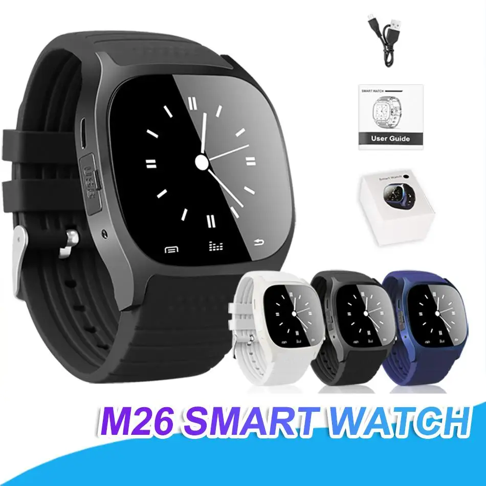

20/50/100PCS Sport M26 Smart Watch Bluetooth Wristwatch Wearable Sync with Dial SMS Remind Pedometer for Samsung IOS Android