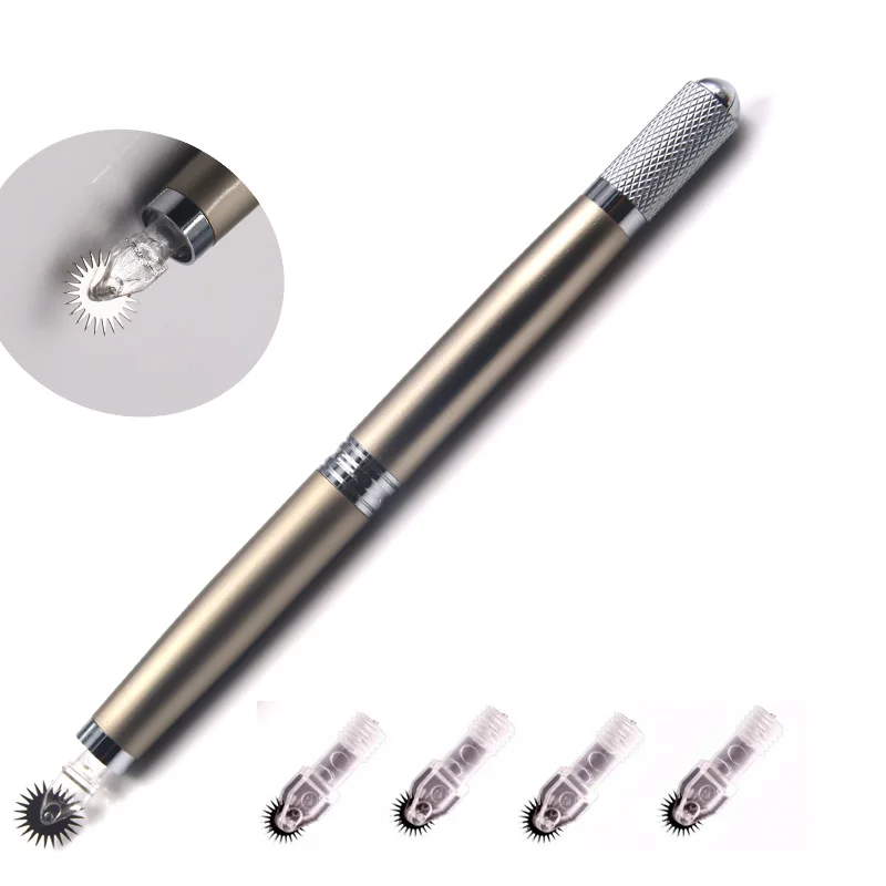 

10pcs semi permanent makeup disposable microblading needle roller easy color microblading blades for fog eyebrow with one pen