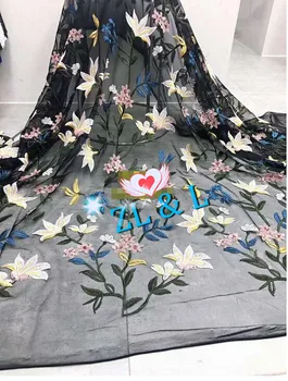

New Lily Line Embroidery French Net Tulle 04230 African Nigerian Lace Fabric Suitable for Dresses Women's Skirt Fabric
