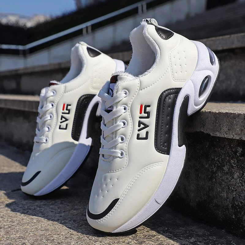 Autumn Shoes Men Casual Non-slip Man Walking Footwear Students Air Cushion Sneakers for Man PU Leather Shoes Winter tenis mascul