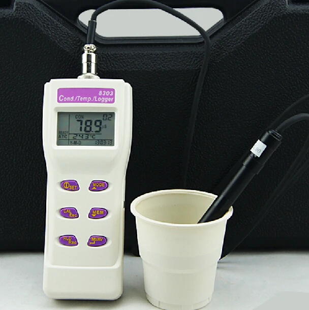 Handheld Conductivity Meter Temperature Tester 2in1 Memory 99 IrDA Port