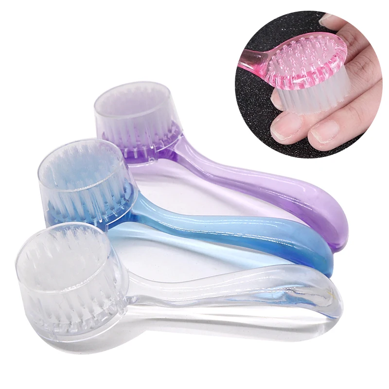 1Pcs Plastic Nail Art Dust Cleaning Brush with Cap Round Head Makeup