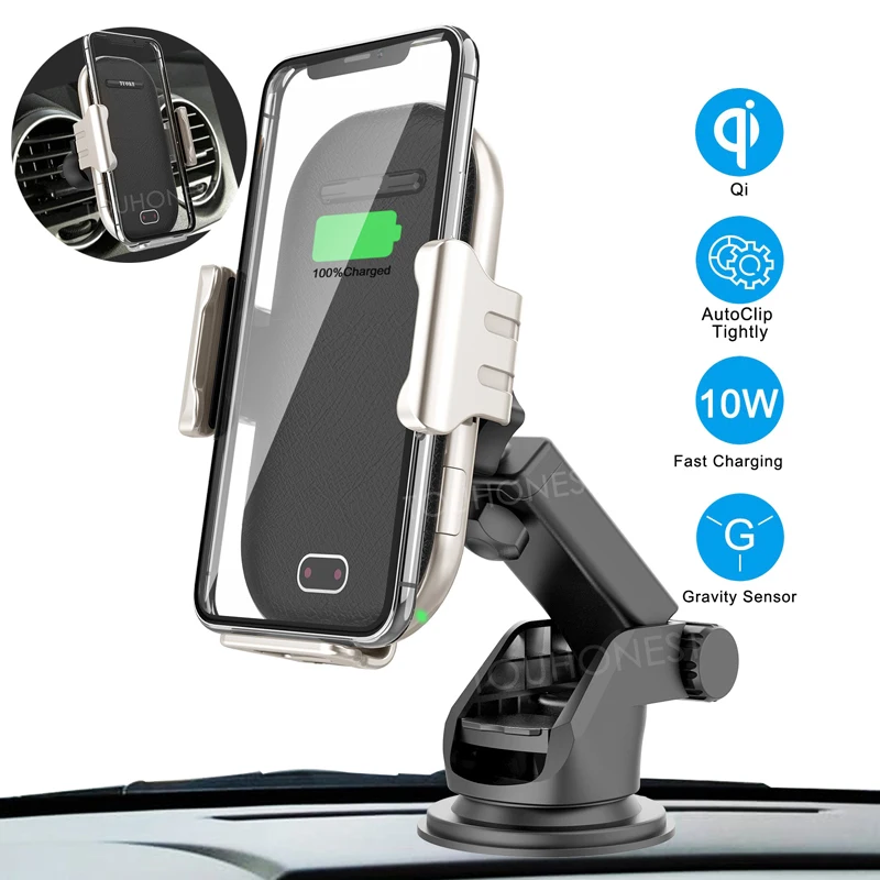 

Fast Wirless Charging Car Phone Holder For iPhone Xs Max Xr X Samsung S10 S9 A50 Intelligent Infrared Qi Car Wireless Charger