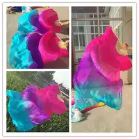 New Arrival (L+R) hand Oriental Dancing 100% real Silk Fans Veils Sexy Stage Show Props Silk Veil Fans Pink/Purple/Turquoise